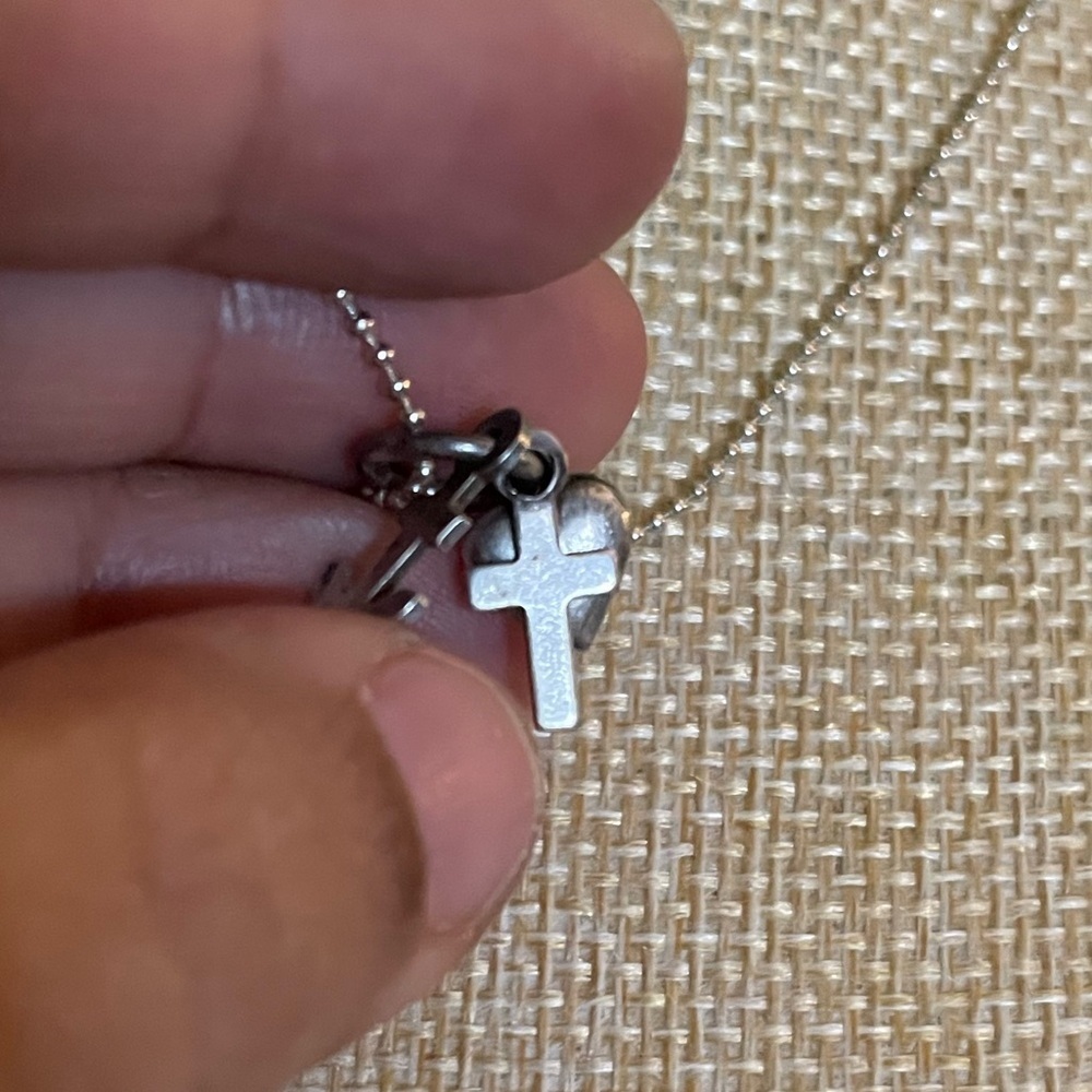 Silver Faith,Hope, Love Pendants Necklace- Cross, heart and anchor